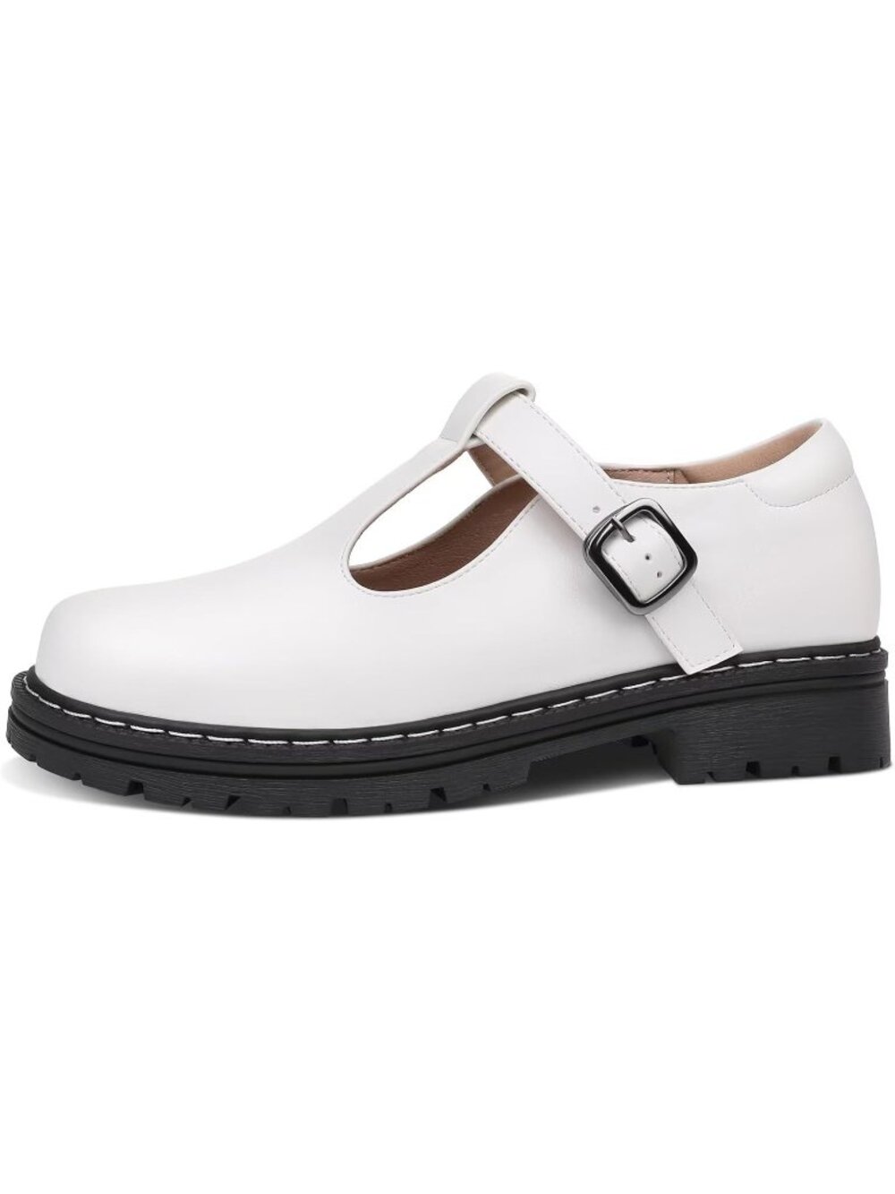 〽️Women's Mary Jane Flats White Block Heel Comfort Formal T-Strap Oxford Shoes